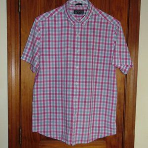Rye by Hawker Rye Men's Shirt Short-Sleeve Button-Up Slim SZ L Pink/Green/Cream